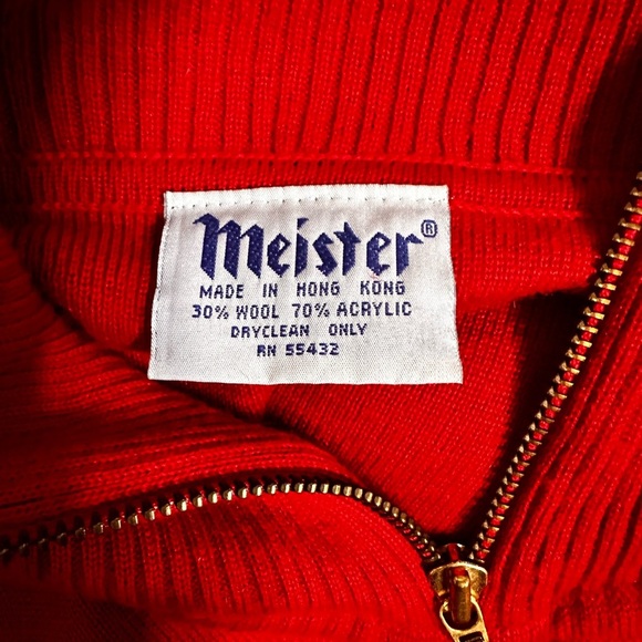 MEISTER Red Quarter Zip Wool Top Red size small - Picture 2 of 9